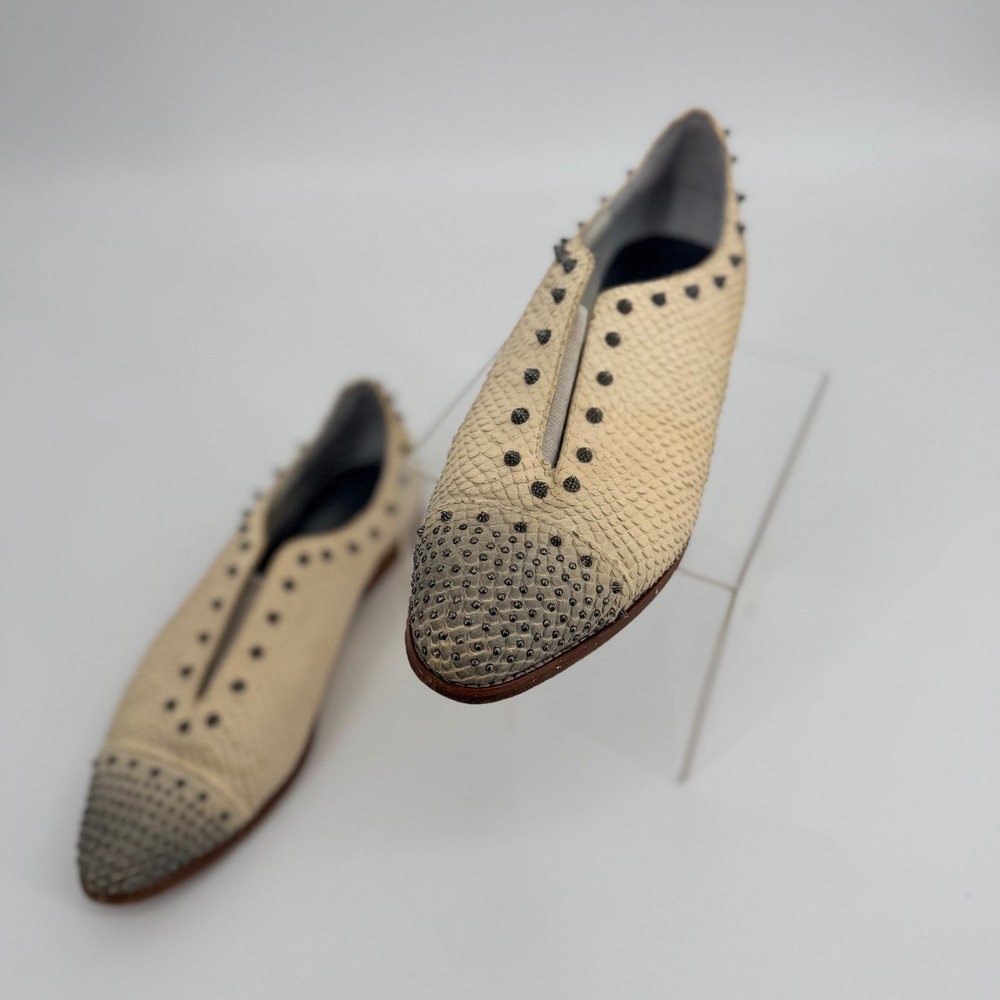 Zadig & Voltaire Cream Studded Slip-On Loafers - Picture 12 of 14